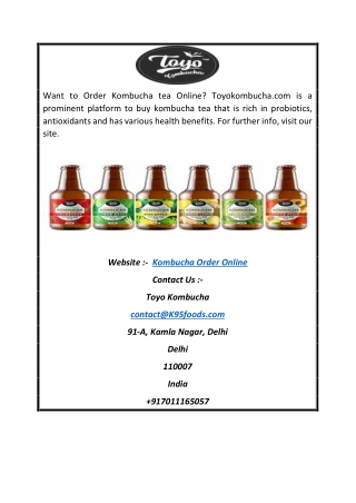 Kombucha Order Online | Toyokombucha.com