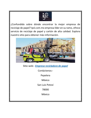 Empresa de reciclaje de papel | Ipsl.com.mx