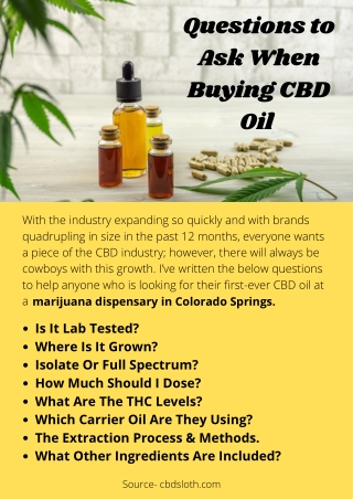 Questions to Ask When Buying CBD Oil