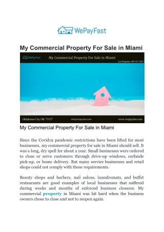 My Commercial Property For Sale in Miami
