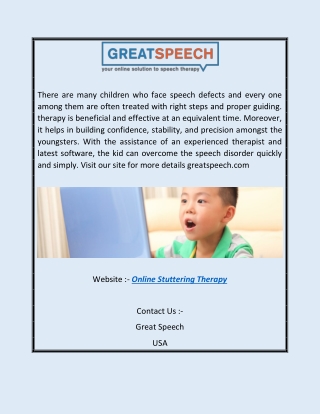 Online Stuttering Therapy | Greatspeech.com