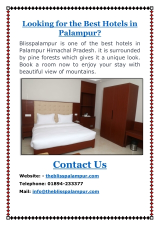 Looking for the Best Hotels in Palampur