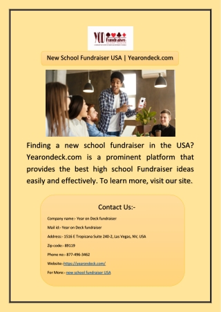 New School Fundraiser USA | Yearondeck.com