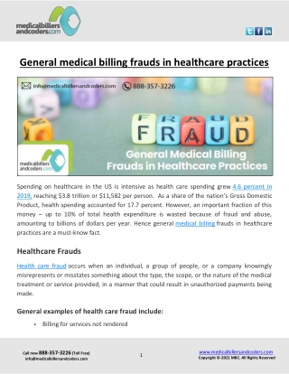 General medical billing frauds in healthcare practices