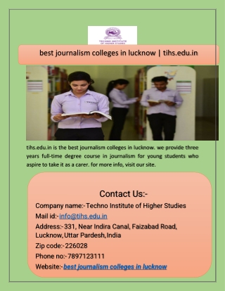 best journalism colleges in lucknow  tihs.edu.in