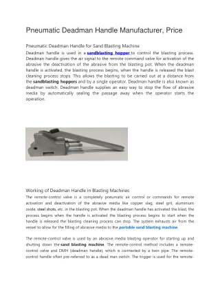 Pneumatic Deadman Handle Manufacturer, Price-converted