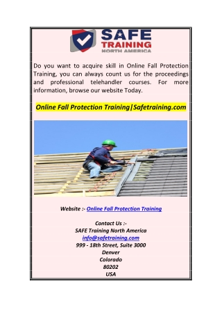 Online Fall Protection TrainingSafetraining.com