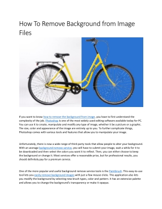 How To Remove Background from Image Files