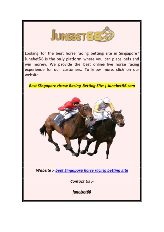 Best Singapore Horse Racing Betting Site  Junebet66.com