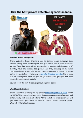 Hire the best private detective agencies in India