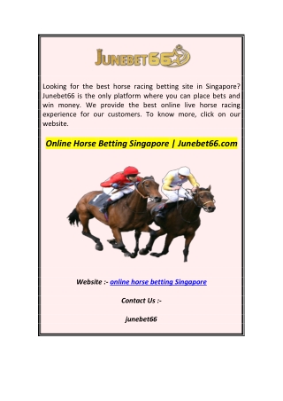 Online Horse Betting Singapore  Junebet66.com