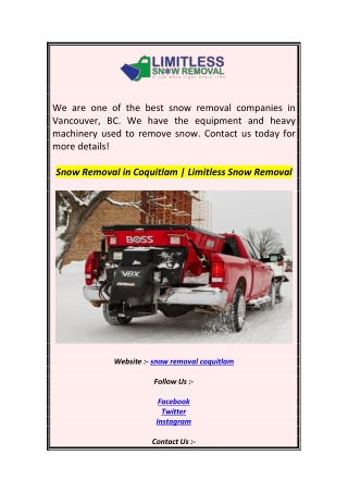 Snow Removal in Coquitlam  Limitless Snow Removal