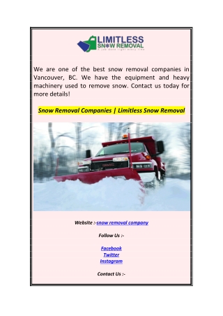 Snow Removal Companies  Limitless Snow Removal