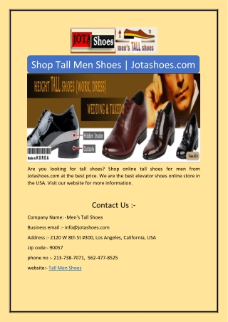 Shop Tall Men Shoes | Jotashoes.com
