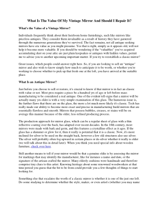 What Is The Value Of My Vintage Mirror And Should I Repair It-