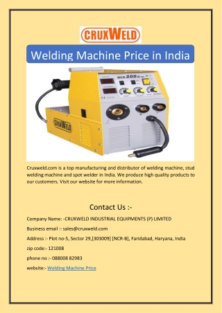 Welding Machine Price in India