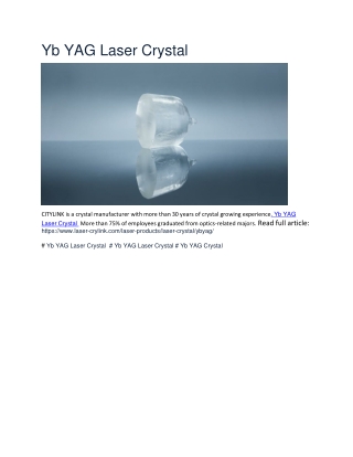 Yb YAG Laser Crystal