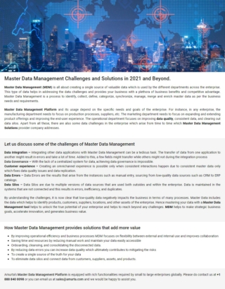Master Data Management Challenges and Solutions in 2021 and Beyond