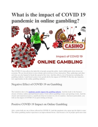 What is the impact of COVID 19 pandemic in online gambling?