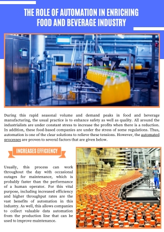 Role of Automation in Enriching Food and Beverage Industry