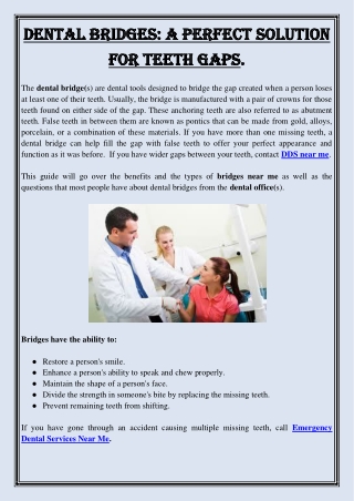 Dental Bridges A perfect Solution For Teeth Gaps