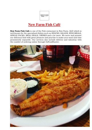 15% Off - New Farm Fish Cafe-New Farm, QLD