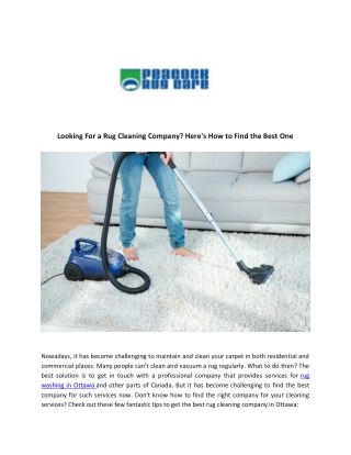 Are you looking Rug Washing in Ottawa?