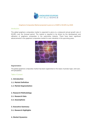 Graphene Composites Market projected to grow at a CAGR of 26.08% by 2026