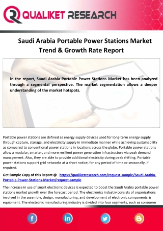 Global Saudi Arabia Portable Power Stations Market Size, Share, Growth