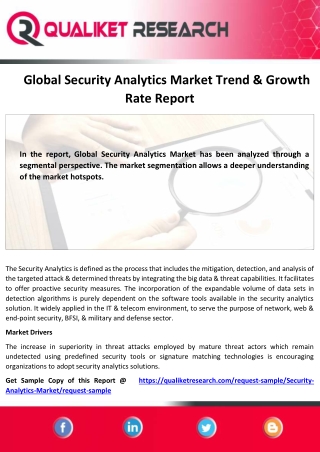 Global Security Analytics Market -Global Industry trend, Business Analysis,