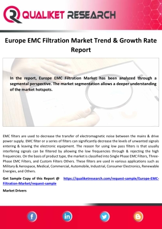 Global  Europe EMC Filtration Market  Report By Application ,Growth