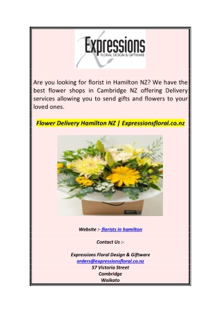 Flower Delivery Hamilton NZ  Expressionsfloral.co.nz