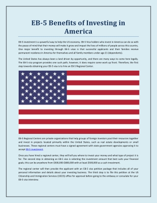 EB-5 Benefits of Investing in America