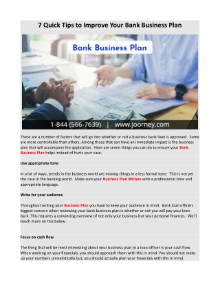 7 Quick Tips to Improve Your Bank Business Plan