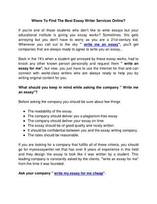 Where To Find The Best Essay Writer Services Online_