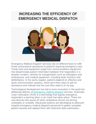 INCREASING THE EFFICIENCY OF EMERGENCY MEDICAL DISPATCH