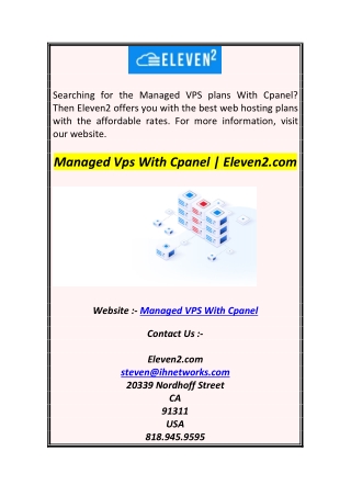 Managed Vps With Cpanel  Eleven2.com