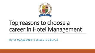 Top reasons to choose a career in Hotel Management