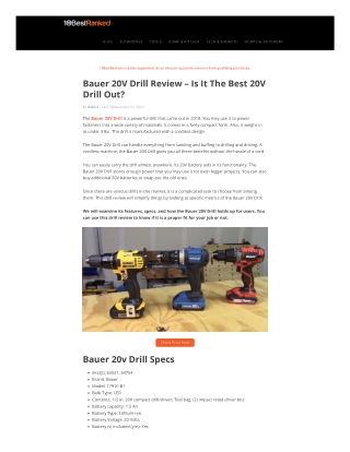 Bauer 20V Drill Review – Is It The Best 20V Drill Out?