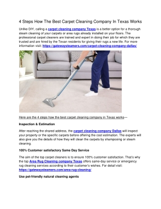 4 Steps How The Best Carpet Cleaning Company In Texas Works