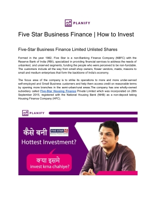 Five Star Business Finance - Planify