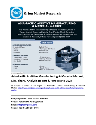 Asia-Pacific Additive Manufacturing & Material Market Trends, Size, Competitive