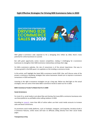 Eight Effective Strategies For Driving B2B Ecommerce Sales in 2020