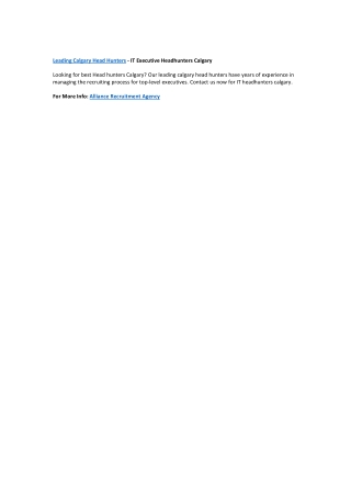 leading calgary head hunters