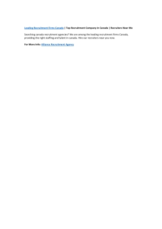 leading recruitment firms Canada