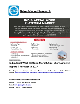 India Aerial Work Platform Market Trends, Size, Competitive Analysis and Forecas