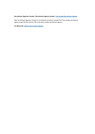 Top canada recruitment agency