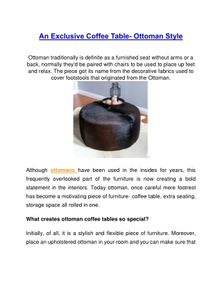 An Exclusive Coffee Table- Ottoman Style