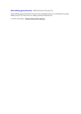 Staffing Agency In Riverside CA - Staffing Solutions Riverside CA