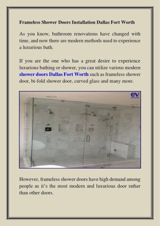 Frameless shower doors installation Dallas fort worth